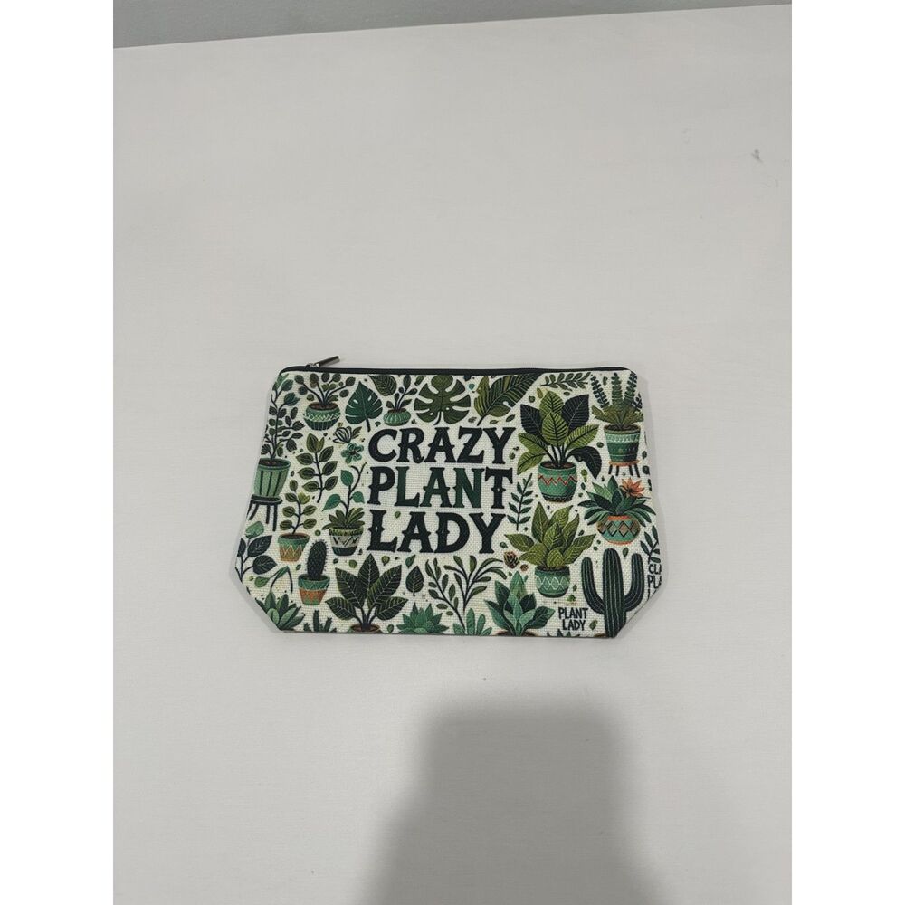 Crazy Plant Lady Botanical Zipper Pouch Makeup Bag Plant Lover Cosmetic Bag